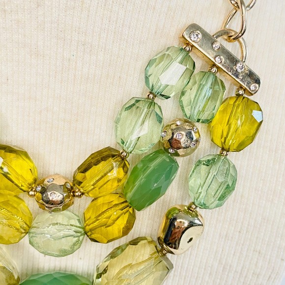 Choker Necklace Possibly Dana Buchman Shades Of Green Beads Three Strand - Picture 3 of 7